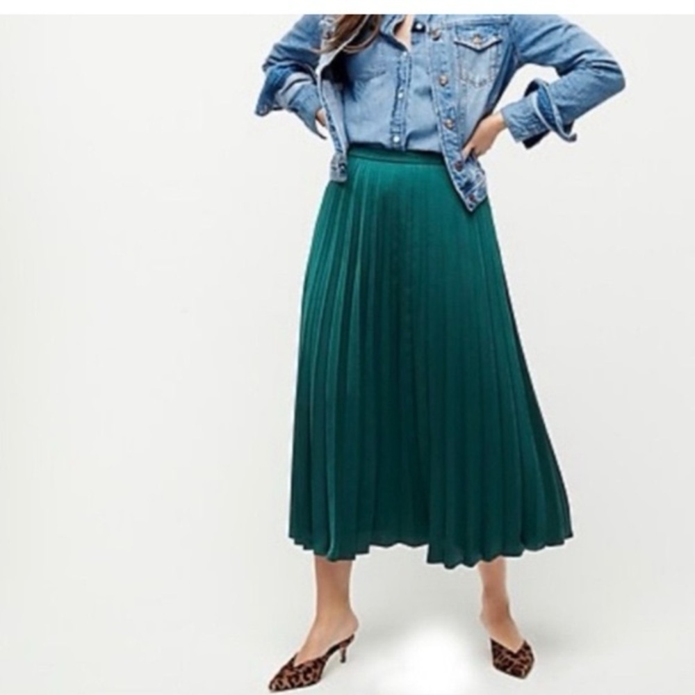J. Crew Gwyneth Pleated Slip Skirt Size XL. Green.